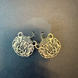 Pierced Gold Tiger Earrings